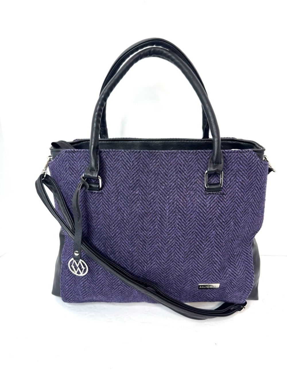 MUCROS WEAVERS Emily Tweed Vegan Leather Convertible Bag Handcrafted in Ireland